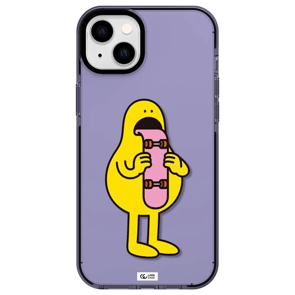 a cartoon character holding a skateboard Apple iPhone 14 plus impact Lilac Case