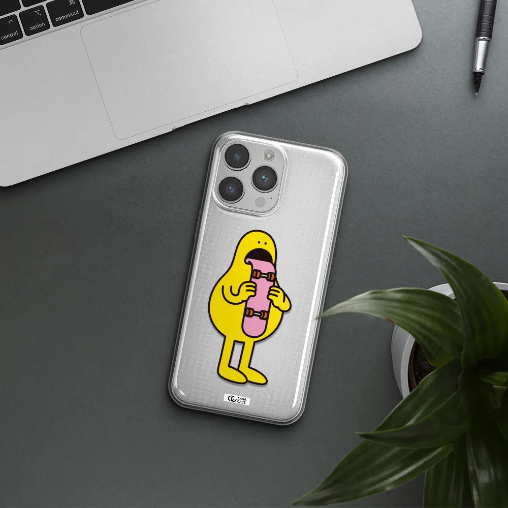 a cartoon character holding a skateboard Apple iPhone 14 pro max Clear TPU Case