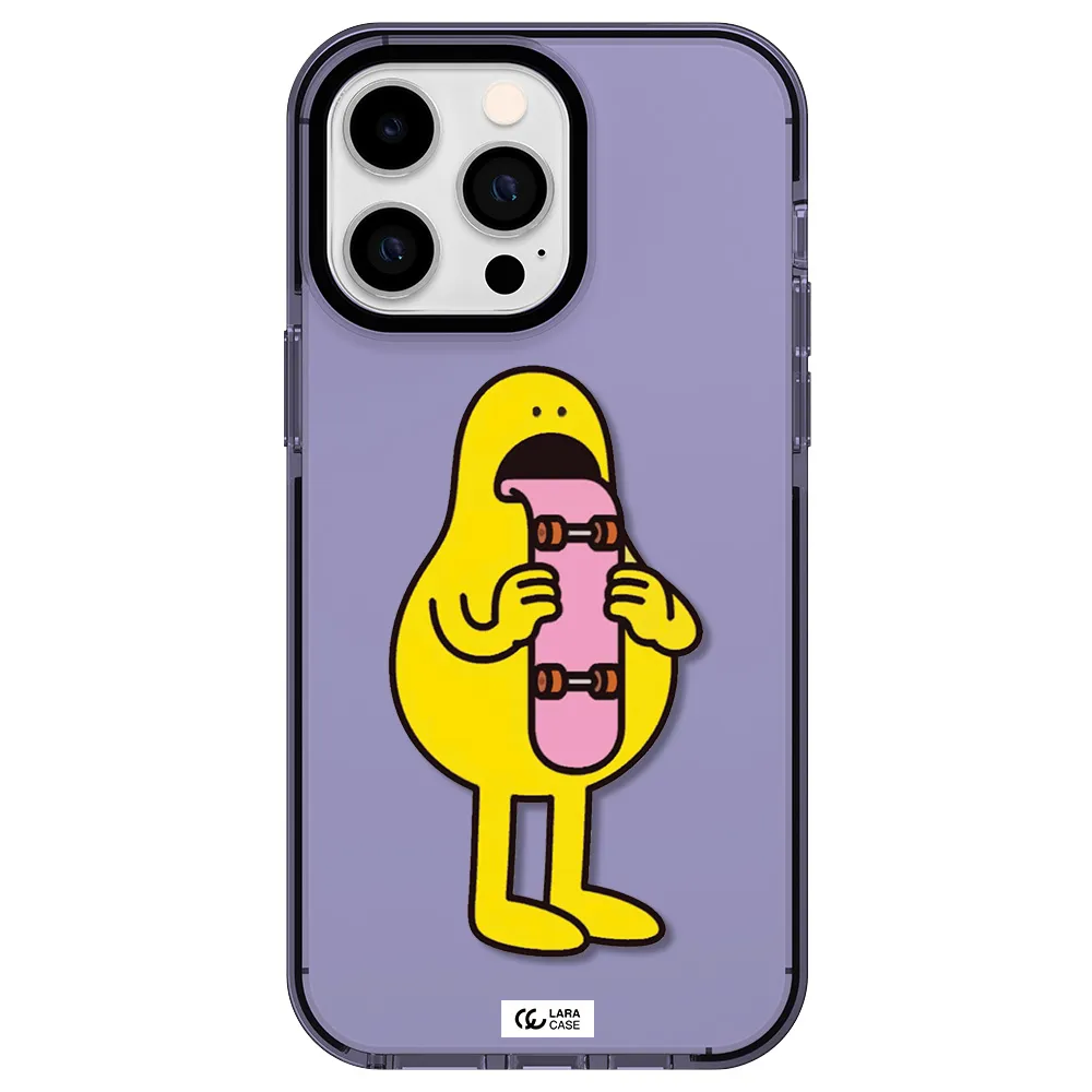 a cartoon character holding a skateboard Apple iPhone 14 pro max impact Lilac Case