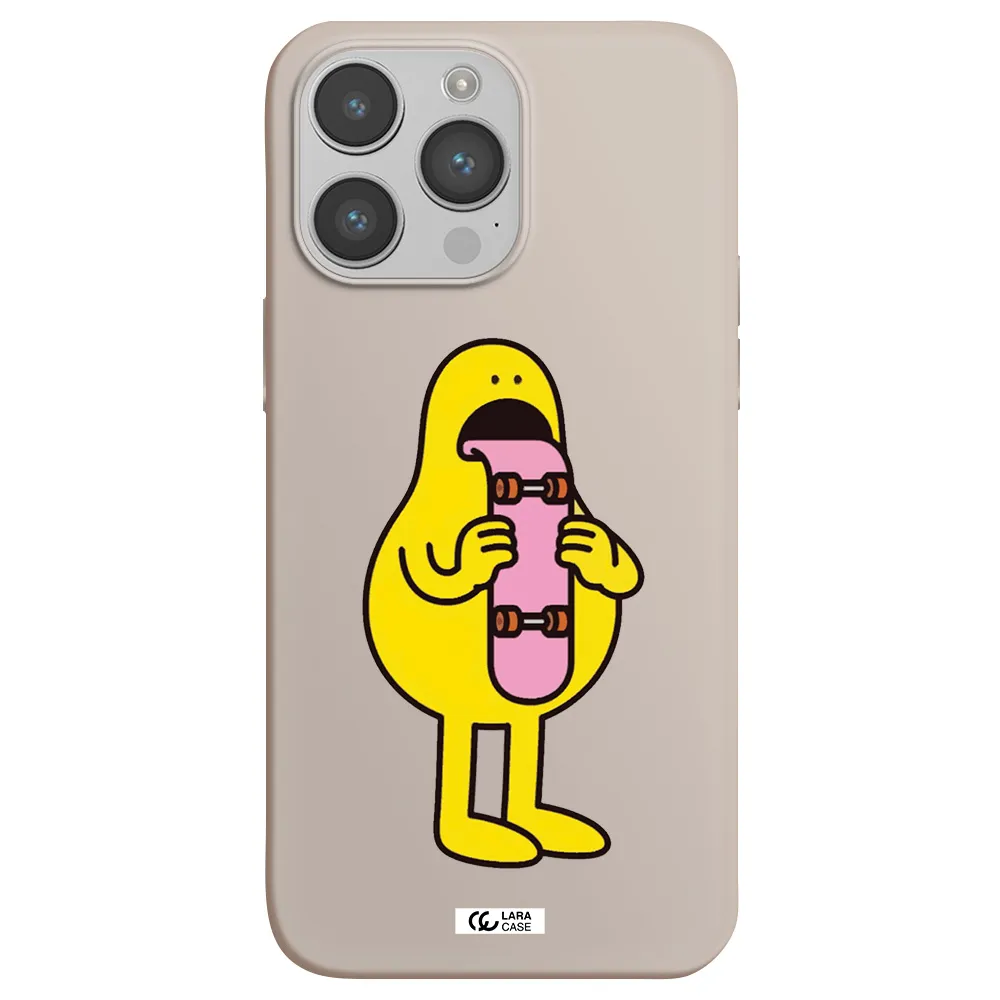 a cartoon character holding a skateboard Apple iPhone 14 pro max Silicone Stone Case