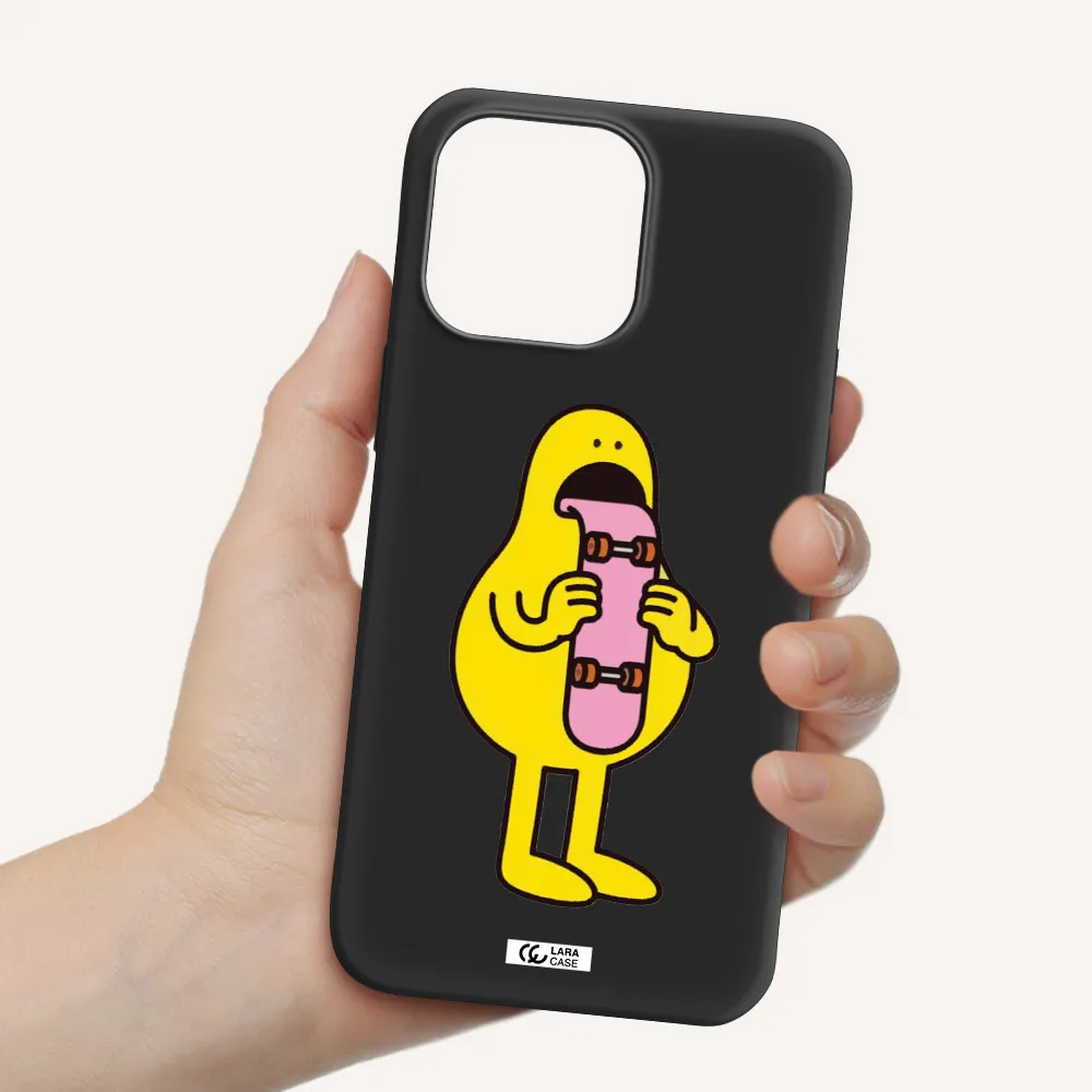 a cartoon character holding a skateboard Apple iPhone 14 pro Silicone black Case