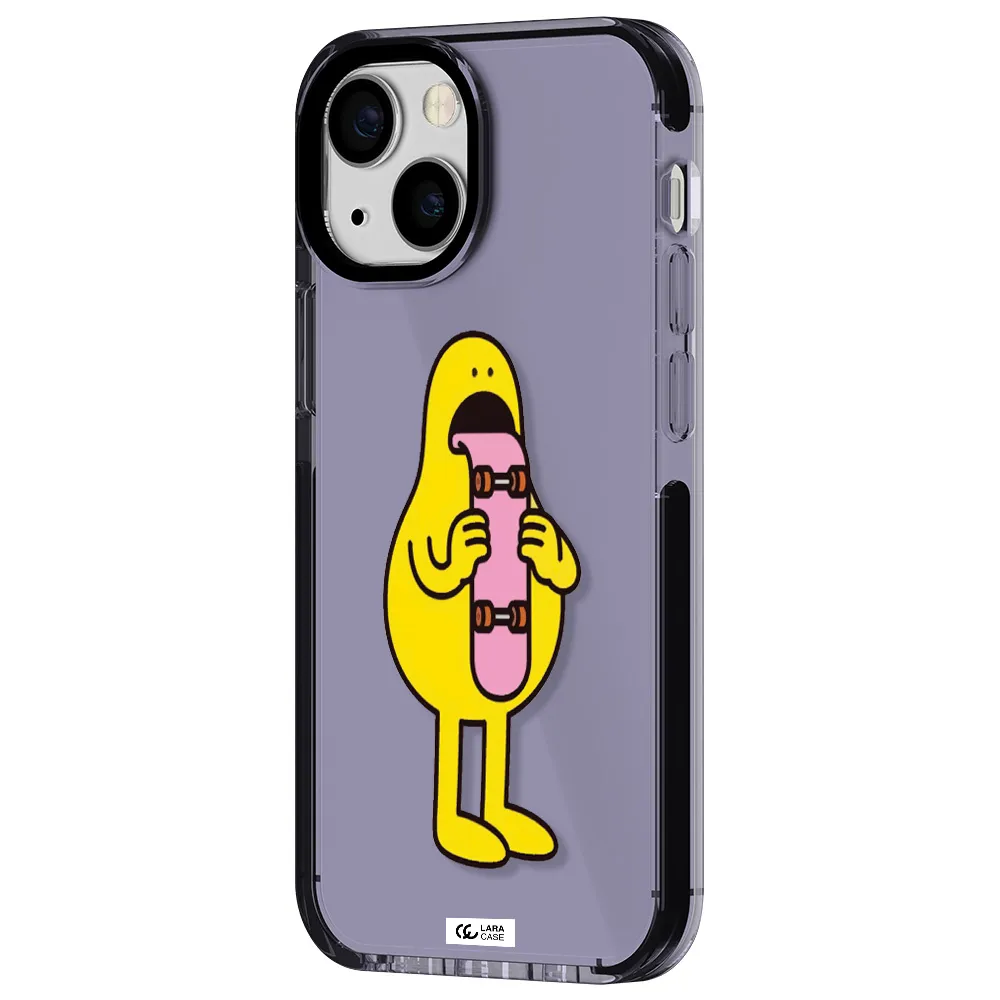 a cartoon character holding a skateboard Apple iPhone 15 impact Lilac Case