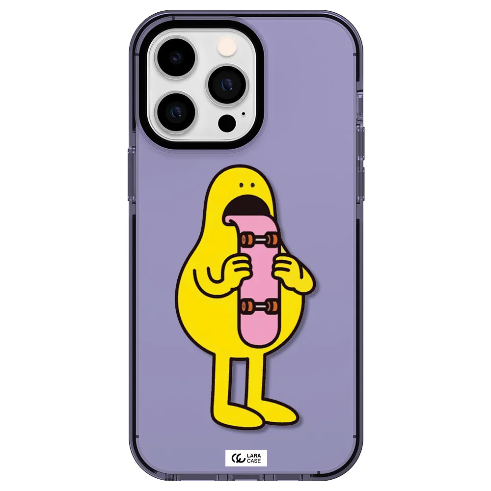 a cartoon character holding a skateboard Apple iPhone 15 Pro impact Lilac Case