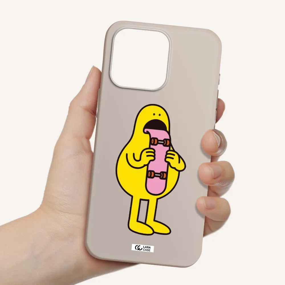 a cartoon character holding a skateboard Apple Iphone 15 Pro max Silicone Stone Case