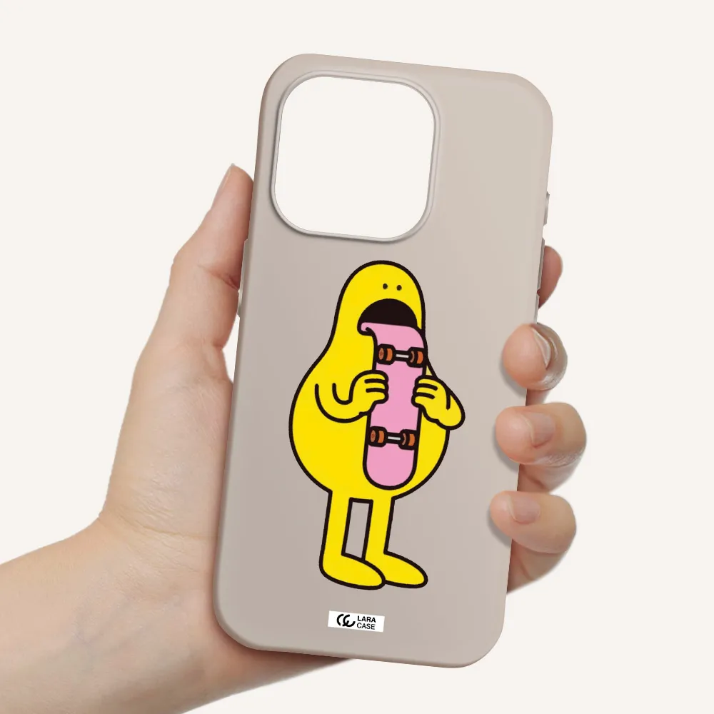 A Cartoon Character Holding A Skateboard Apple Iphone 15 Pro Silicone Stone Case