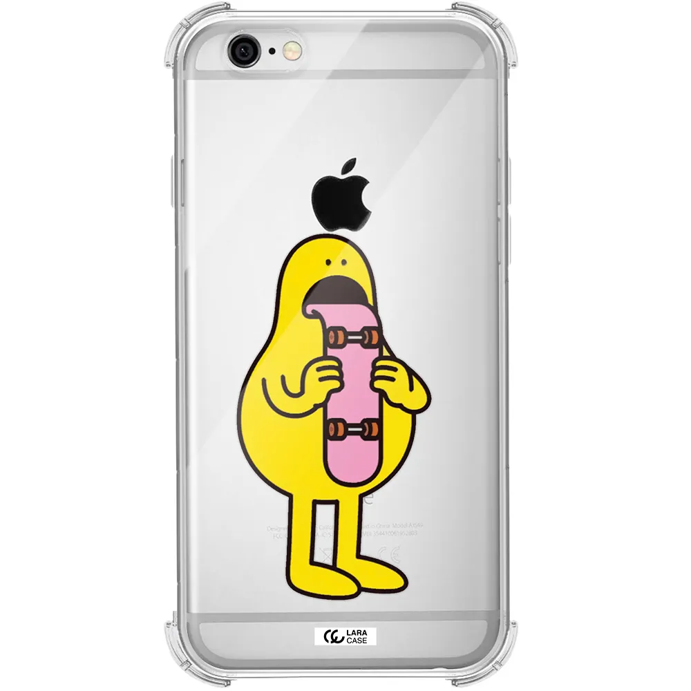 a cartoon character holding a skateboard Apple iPhone 6 Clear PC Case