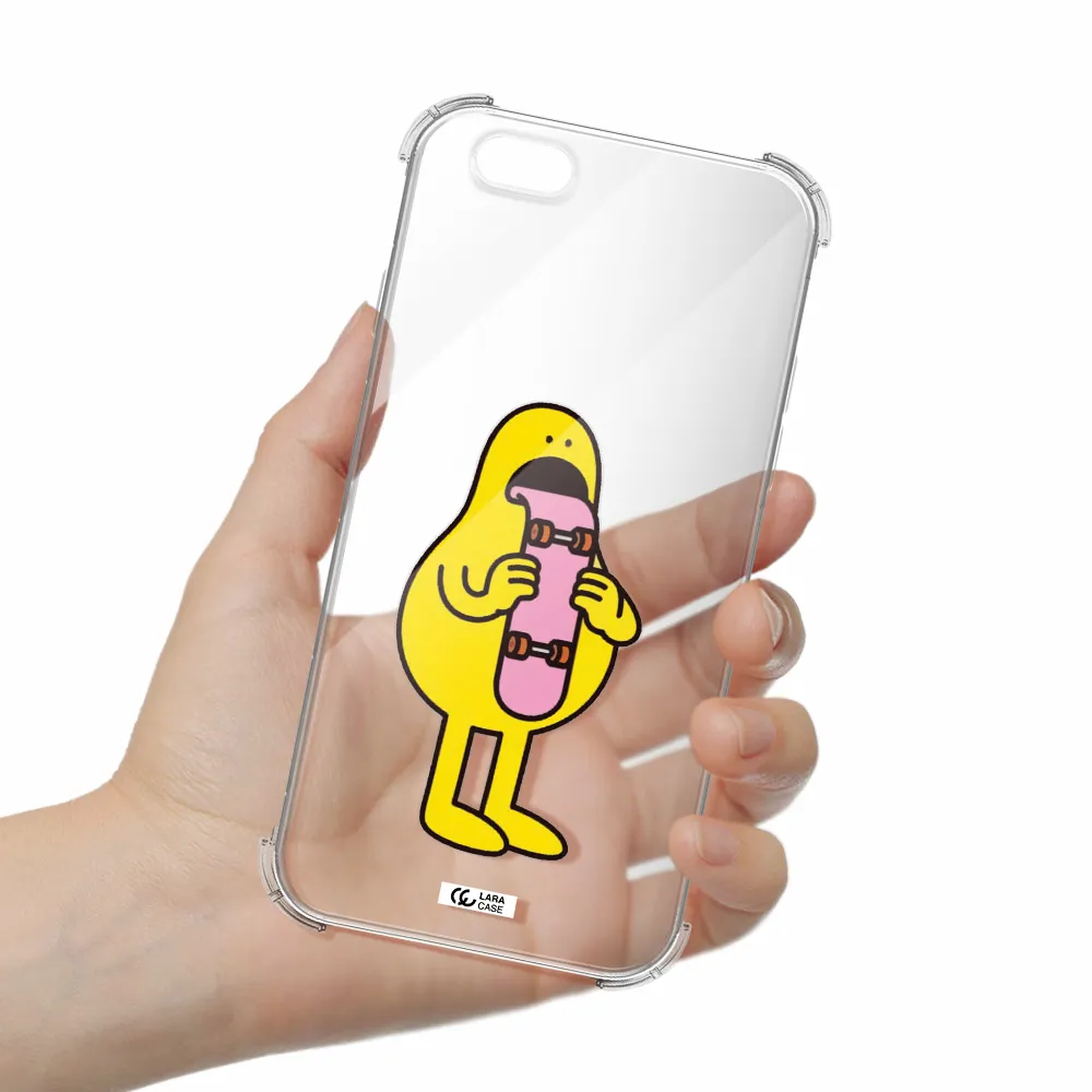 a cartoon character holding a skateboard Apple iPhone 6 Clear PC Case
