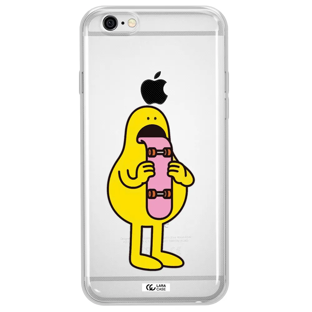 a cartoon character holding a skateboard Apple iPhone 6 Clear TPU Case