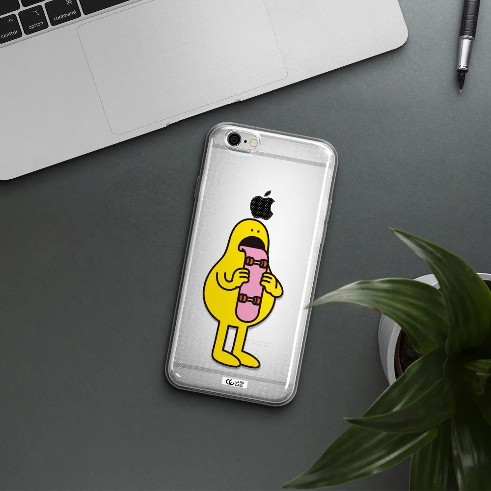 a cartoon character holding a skateboard Apple iPhone 6 Clear TPU Case