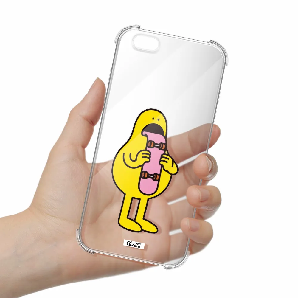 a cartoon character holding a skateboard Apple iPhone 6 plus Clear PC Case