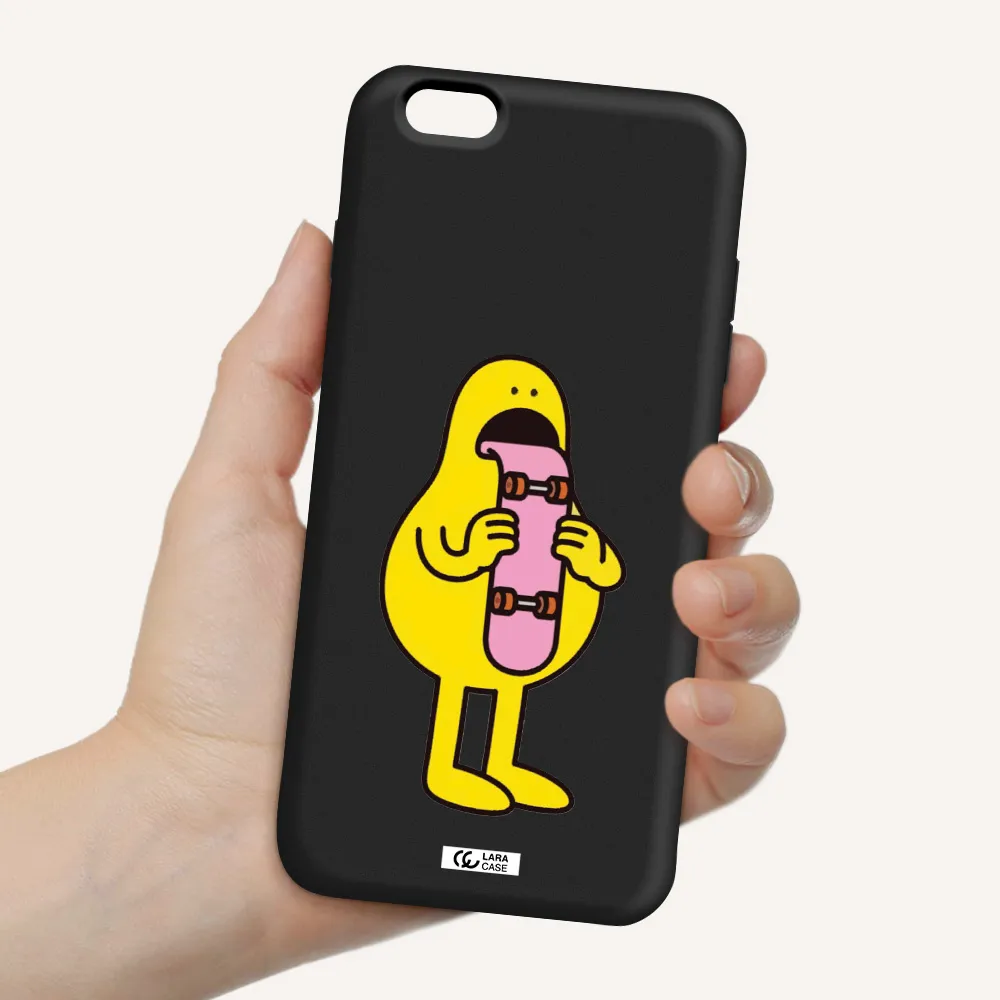 a cartoon character holding a skateboard Apple iPhone 6 plus Silicone black Case