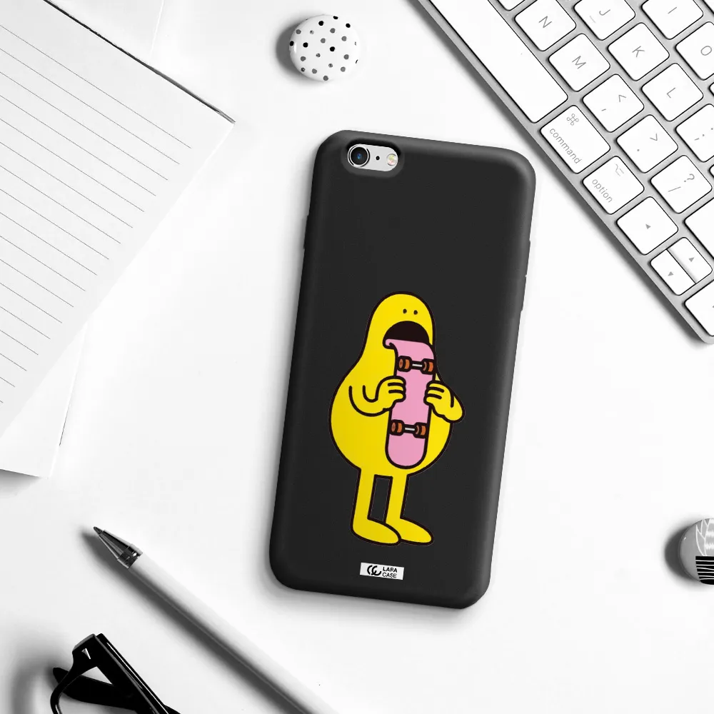 a cartoon character holding a skateboard Apple iPhone 6 plus Silicone black Case