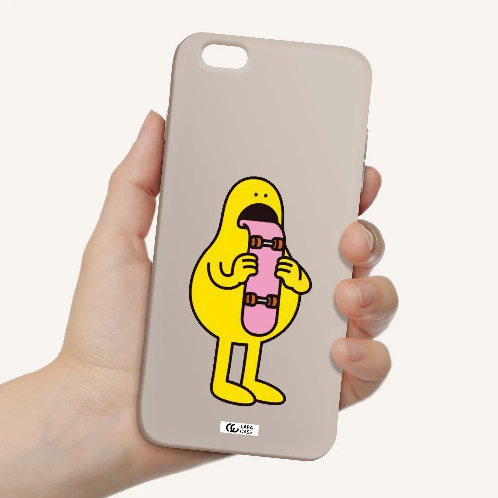a cartoon character holding a skateboard Apple iPhone 6 plus Silicone Stone Case