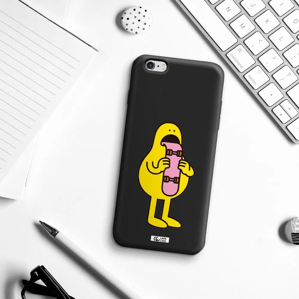 a cartoon character holding a skateboard Apple iPhone 6 s plus Silicone black Case