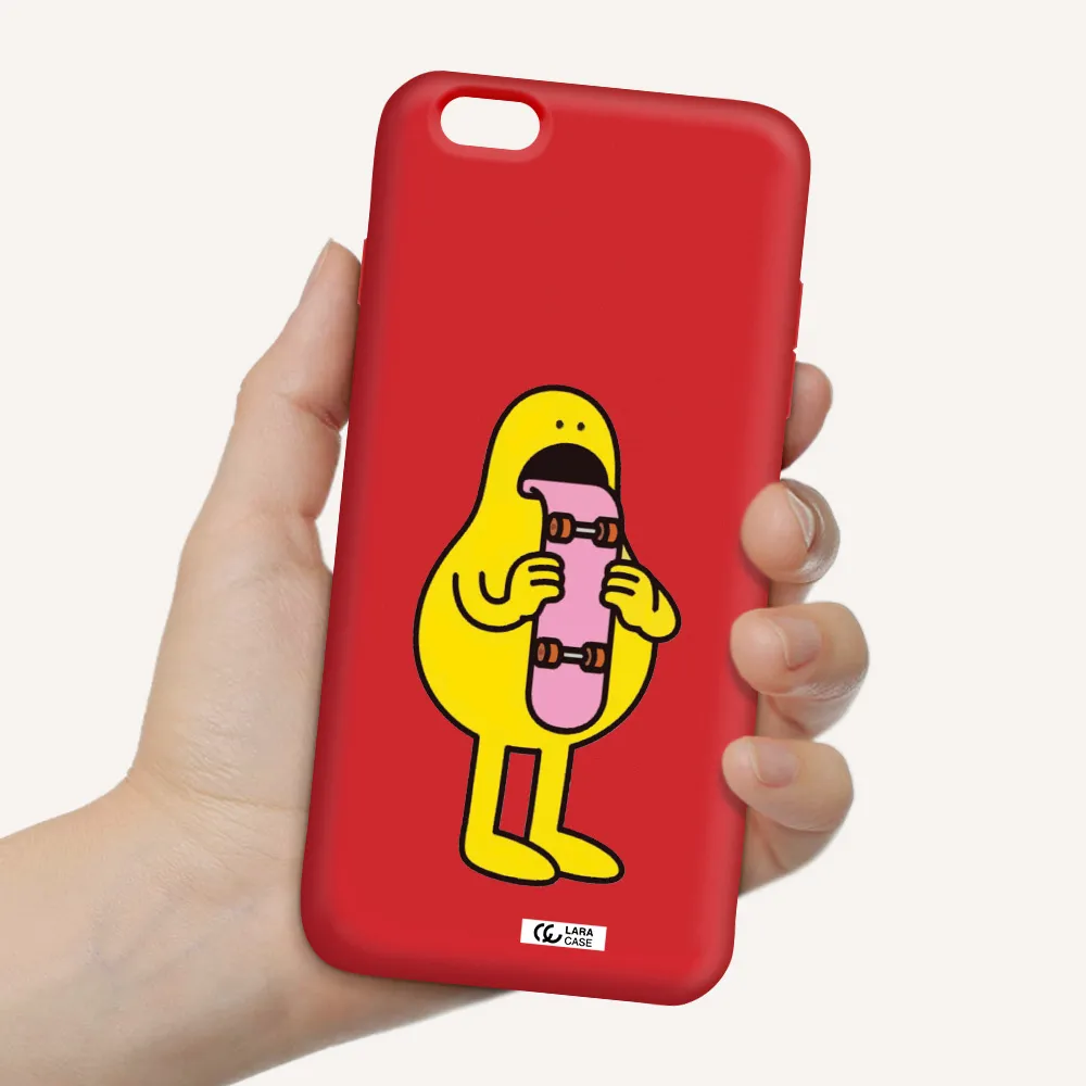 a cartoon character holding a skateboard Apple iPhone 6 s plus Silicone Imperial Red Case