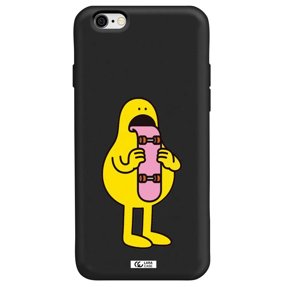 a cartoon character holding a skateboard Apple iPhone 6 Silicone black Case