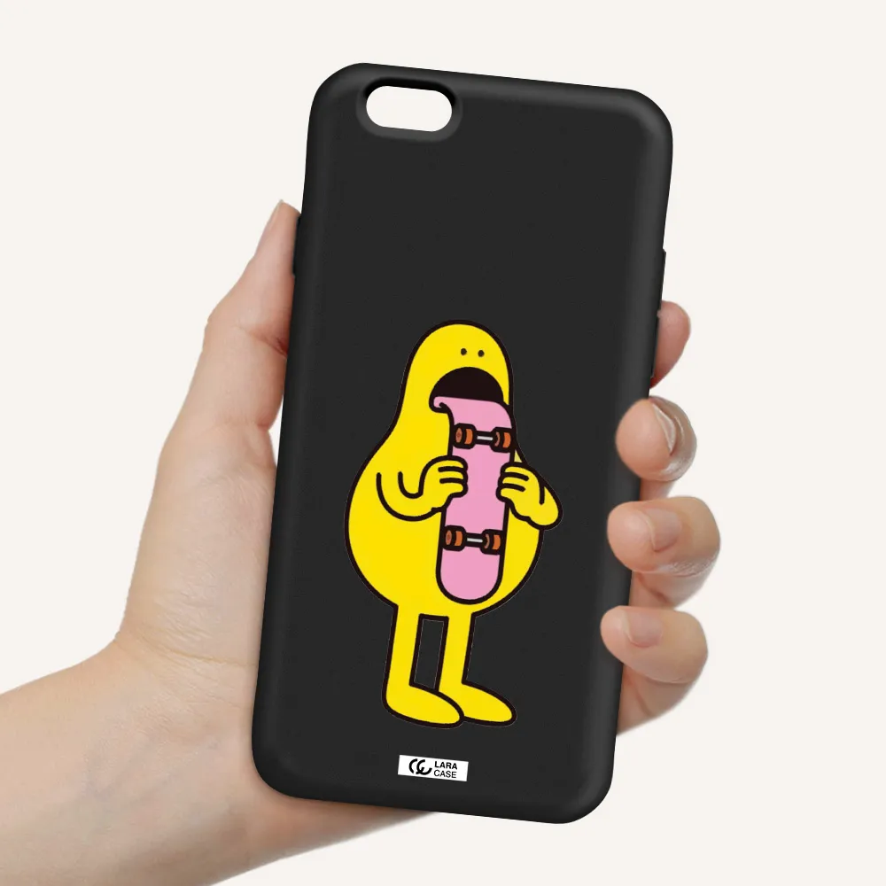 a cartoon character holding a skateboard Apple iPhone 6 Silicone black Case