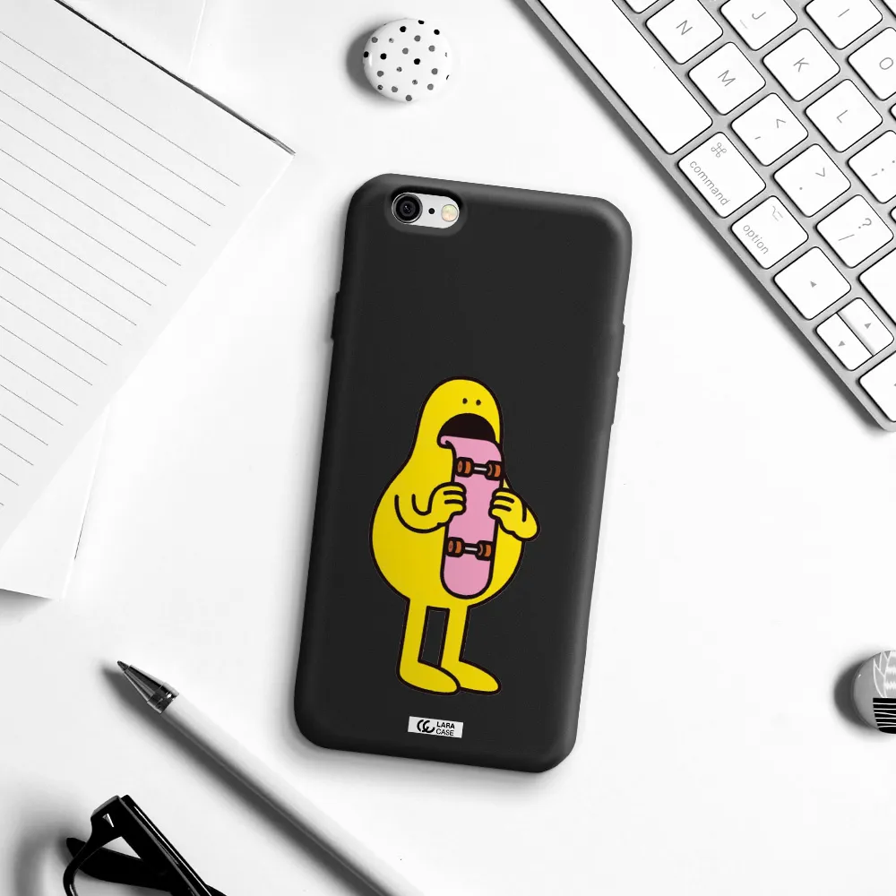 a cartoon character holding a skateboard Apple iPhone 6 Silicone black Case