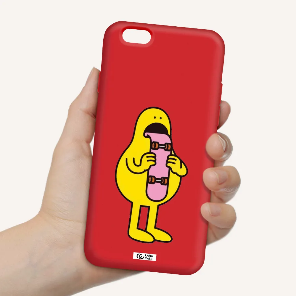 a cartoon character holding a skateboard Apple iPhone 6 Silicone Imperial Red Case