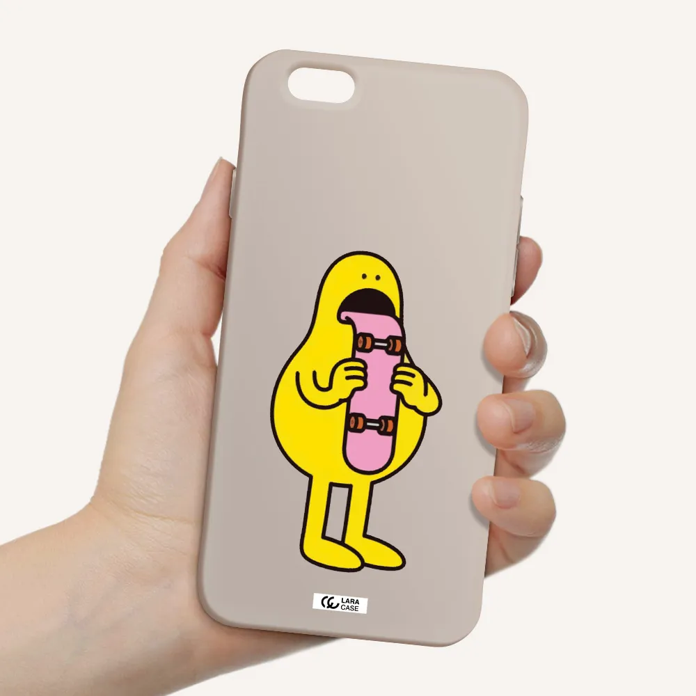 a cartoon character holding a skateboard Apple iPhone 6 Silicone Stone Case