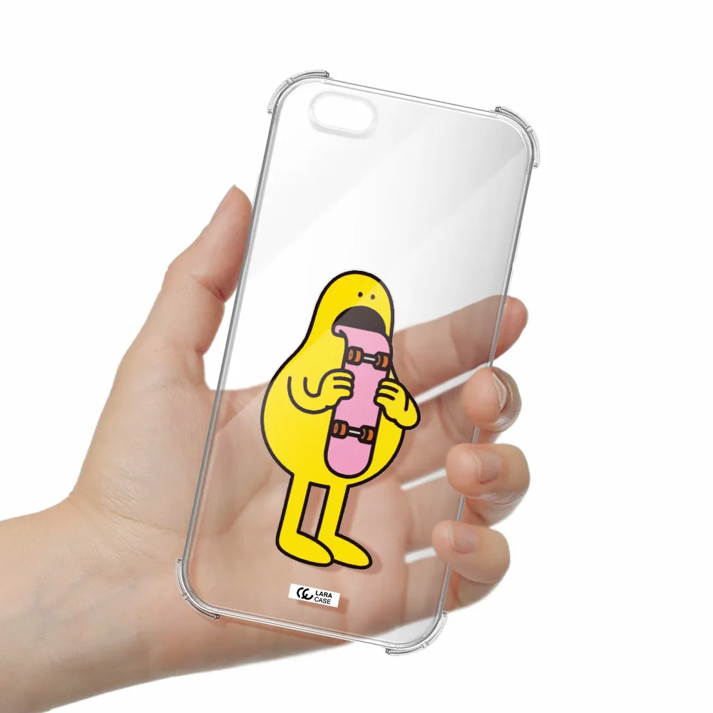 a cartoon character holding a skateboard Apple iPhone 6S Clear PC Case