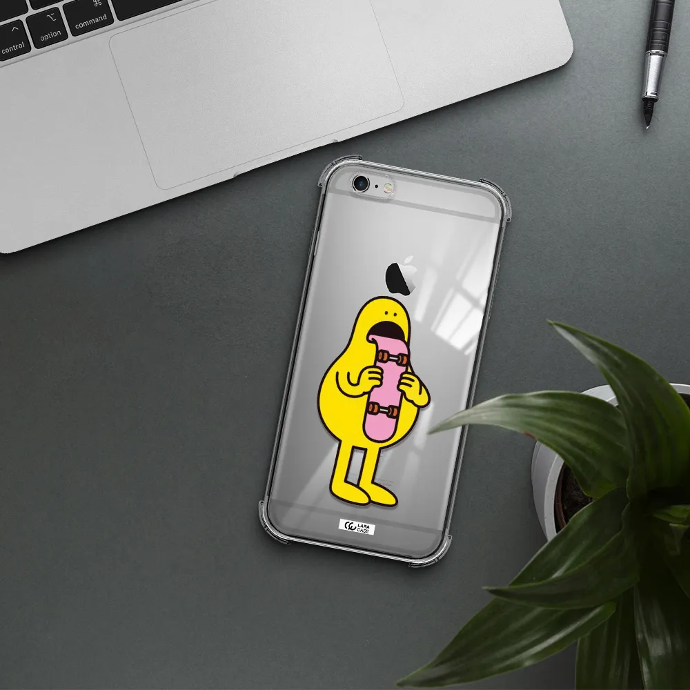 a cartoon character holding a skateboard Apple iPhone 6S Clear PC Case