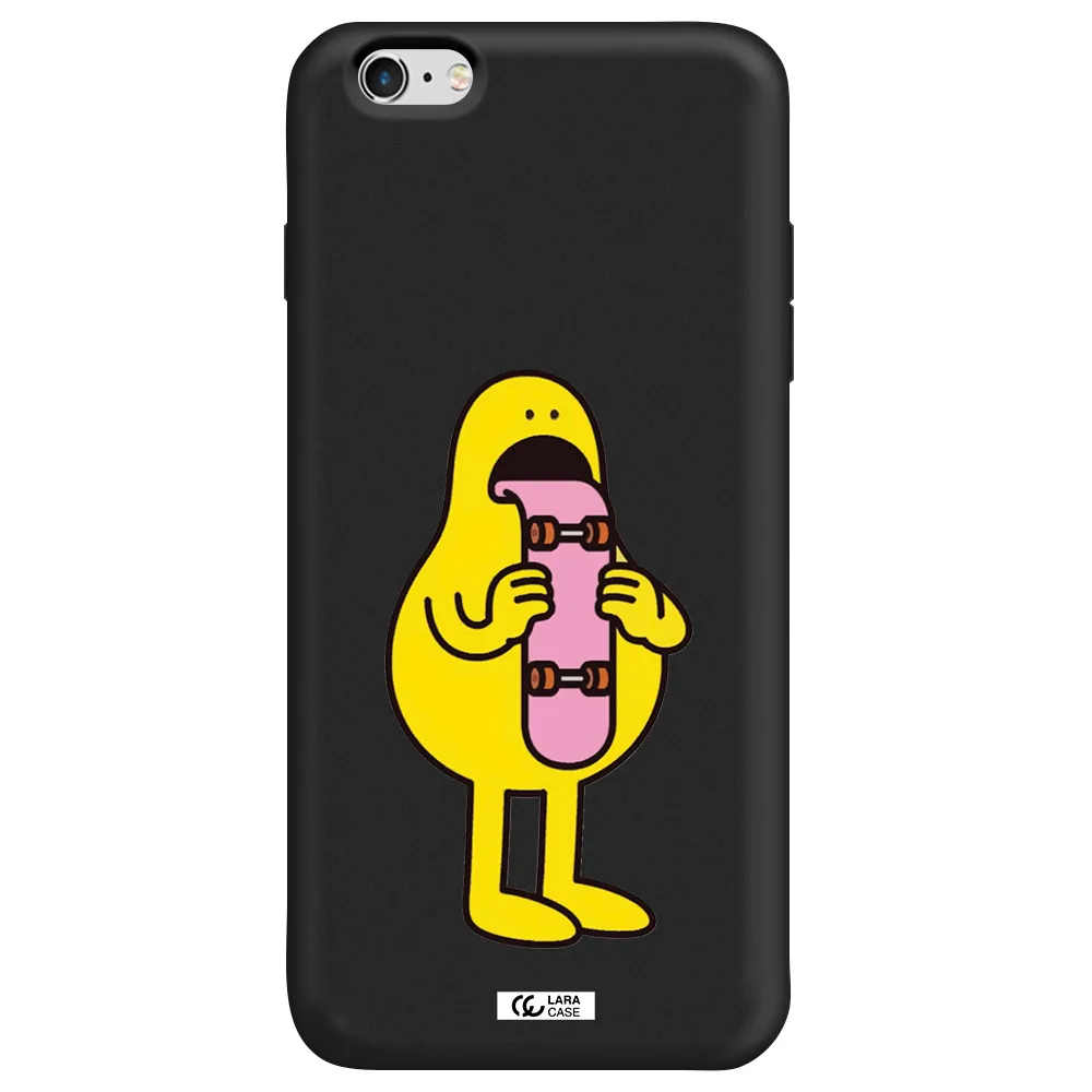 a cartoon character holding a skateboard Apple iPhone 6S Silicone black Case