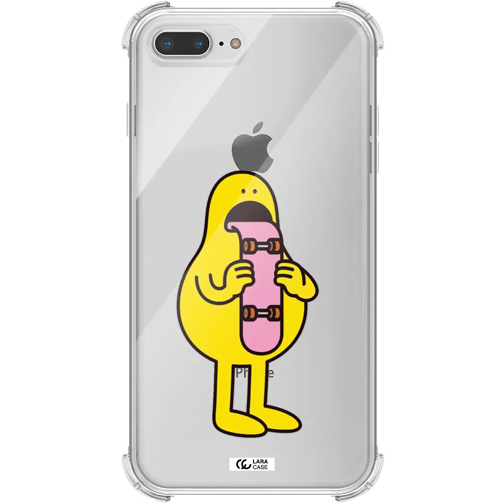 a cartoon character holding a skateboard Apple iPhone 7 plus Clear PC Case