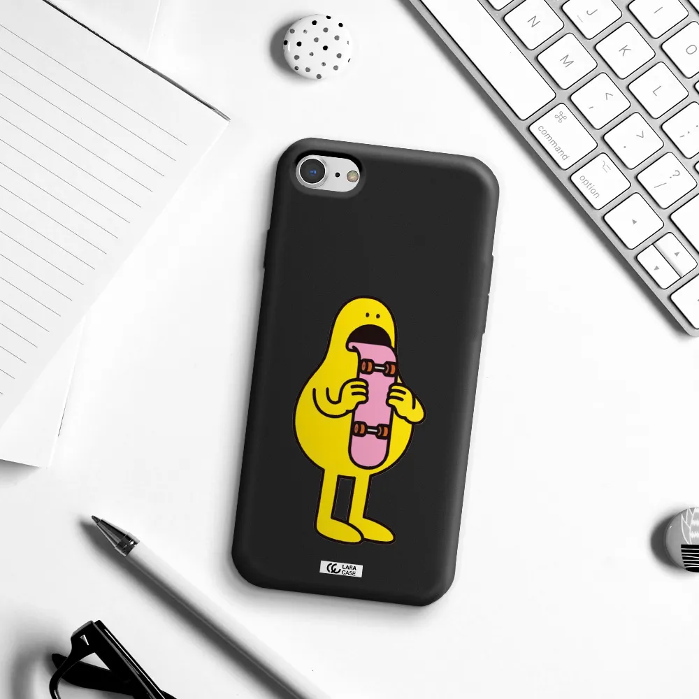 a cartoon character holding a skateboard Apple iPhone 7 Silicone black Case