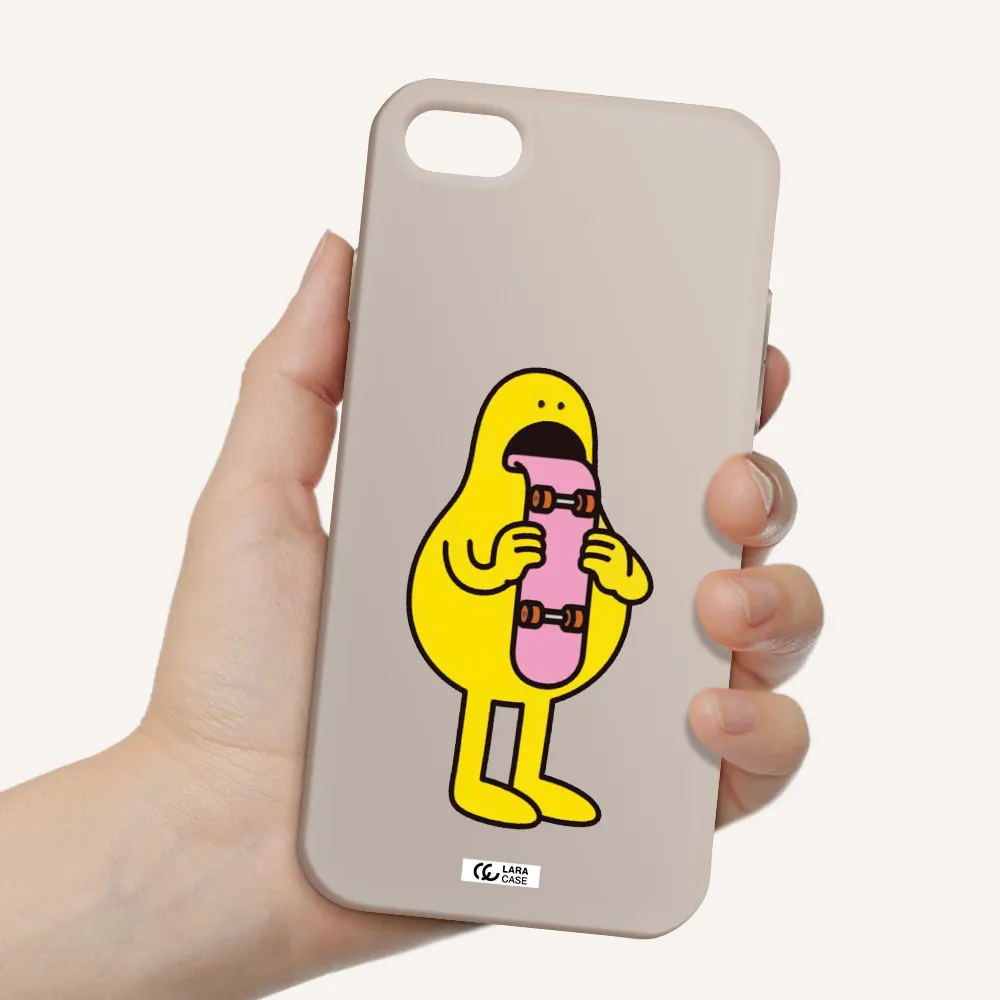 a cartoon character holding a skateboard Apple iPhone 7 Silicone Stone Case
