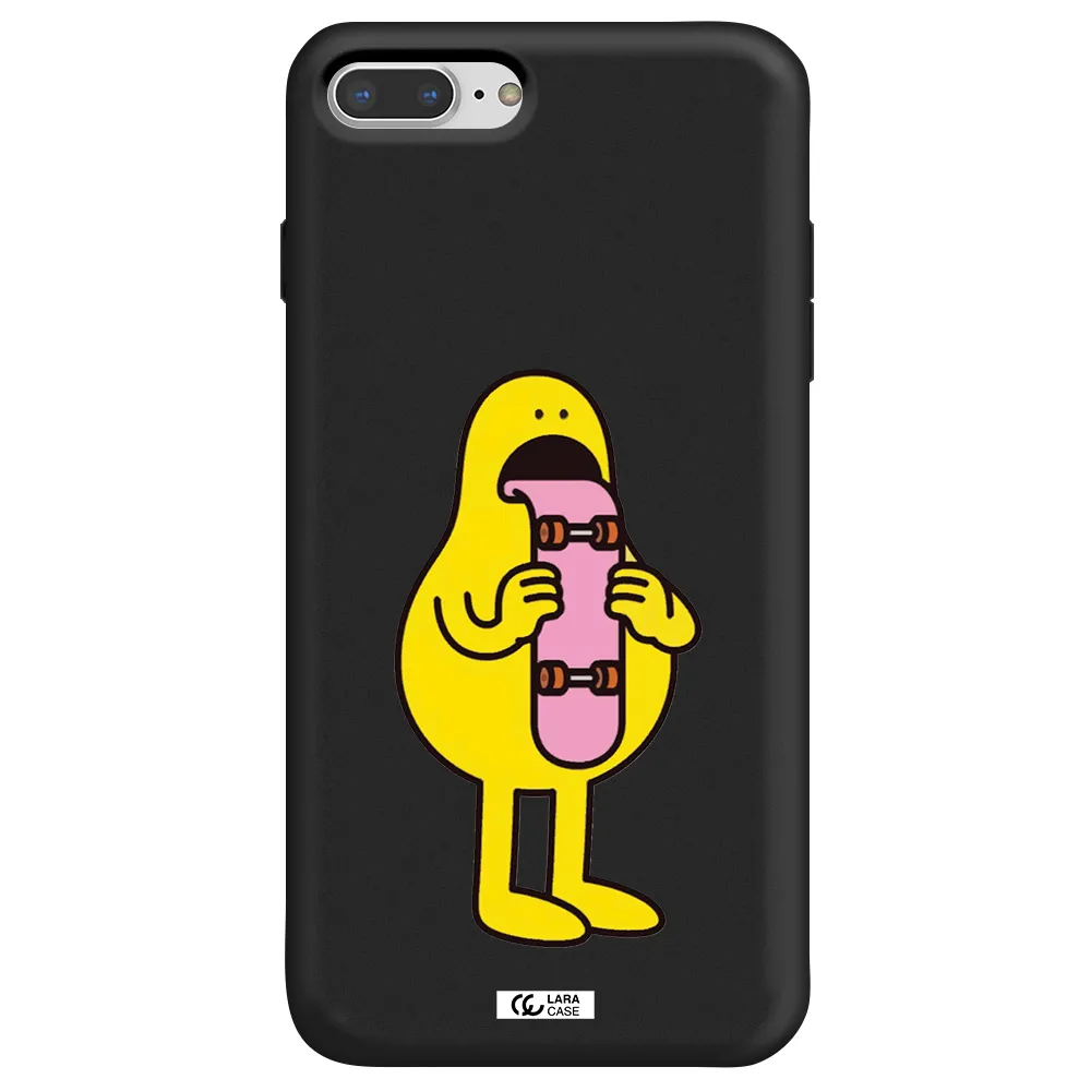 a cartoon character holding a skateboard Apple iPhone 8 plus Silicone black Case