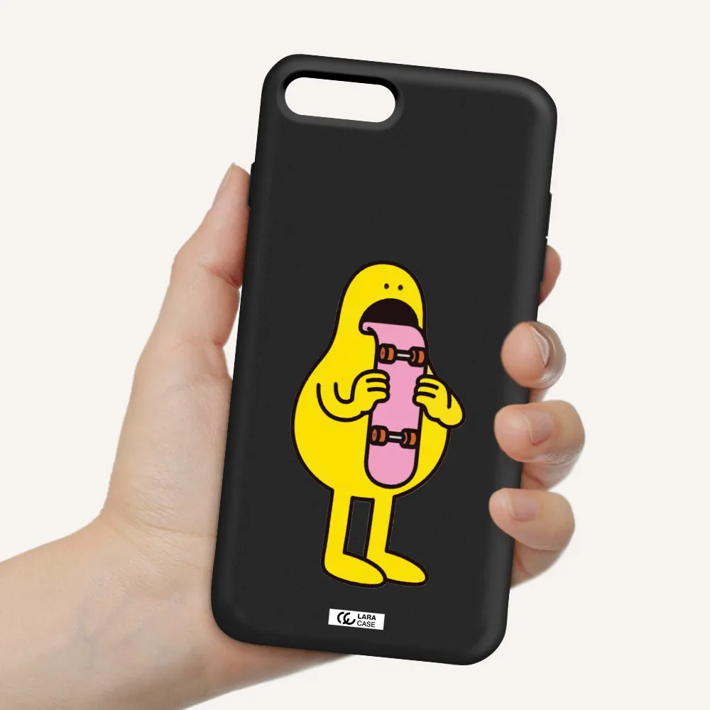 a cartoon character holding a skateboard Apple iPhone 8 plus Silicone black Case