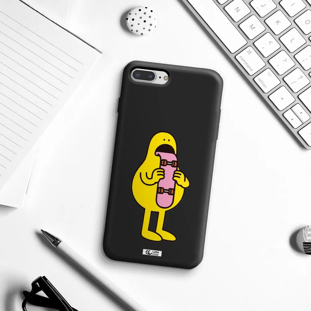 a cartoon character holding a skateboard Apple iPhone 8 plus Silicone black Case