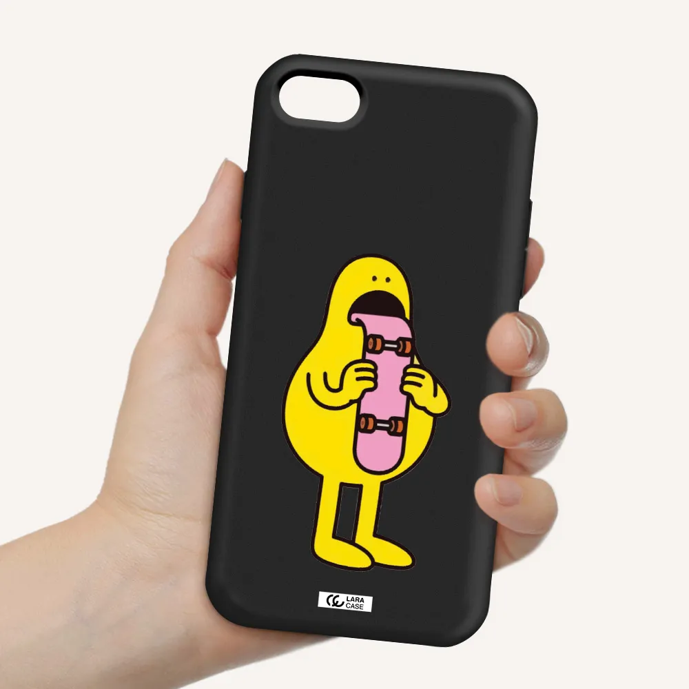 a cartoon character holding a skateboard Apple iPhone 8 Silicone black Case