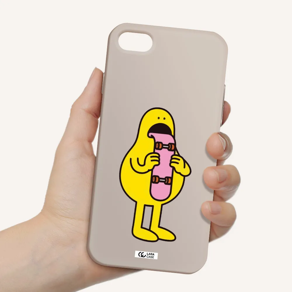 a cartoon character holding a skateboard Apple iPhone 8 Silicone Stone Case