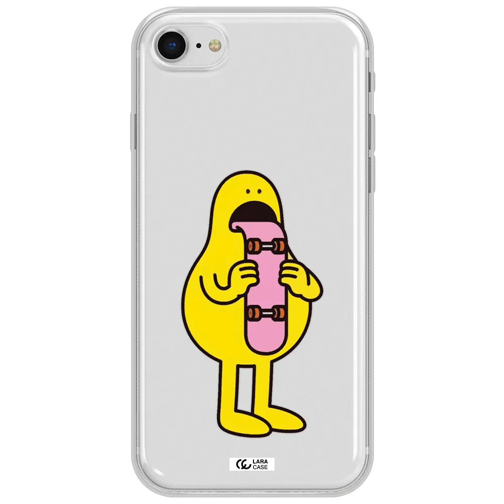 A Cartoon Character Holding A Skateboard Apple Iphone Se 2020 Clear Tpu Case