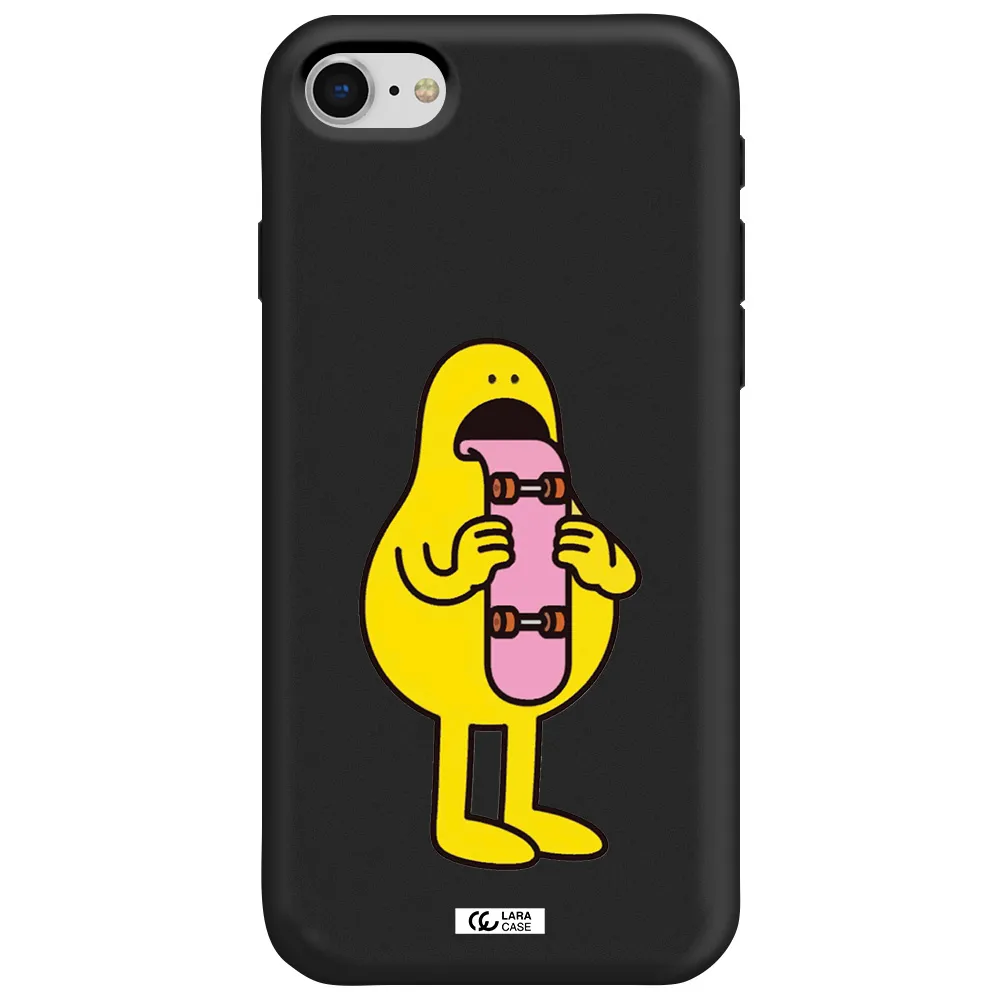 a cartoon character holding a skateboard Apple iPhone se 2020 Silicone black Case