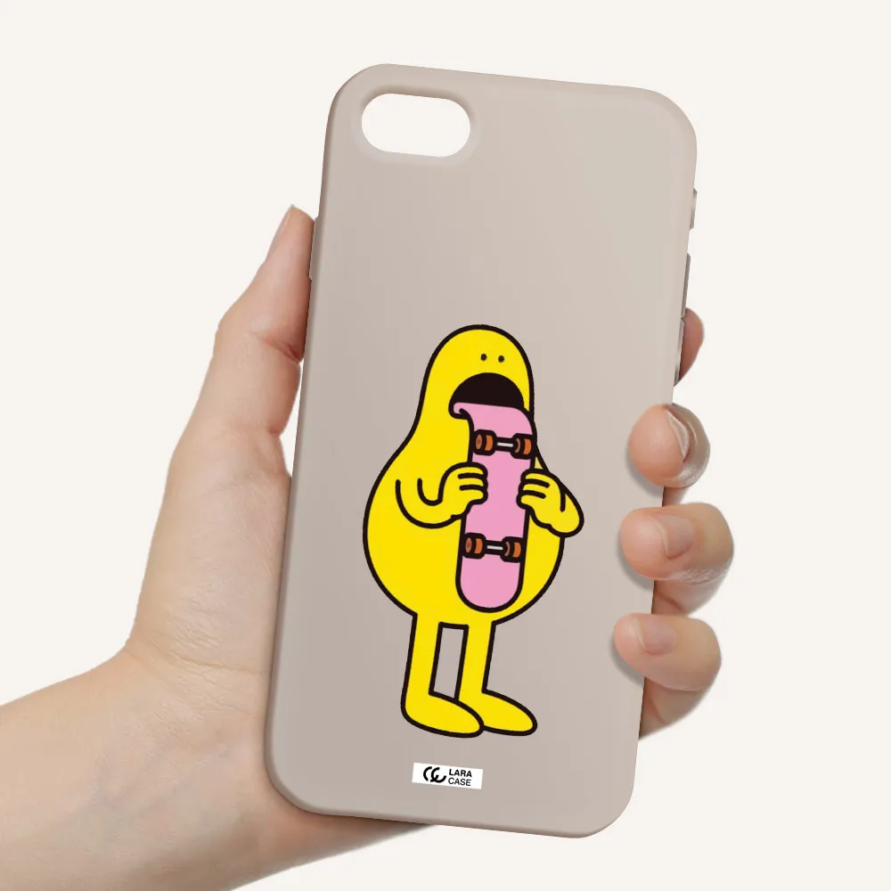 a cartoon character holding a skateboard Apple iPhone se 2020 Silicone Stone Case