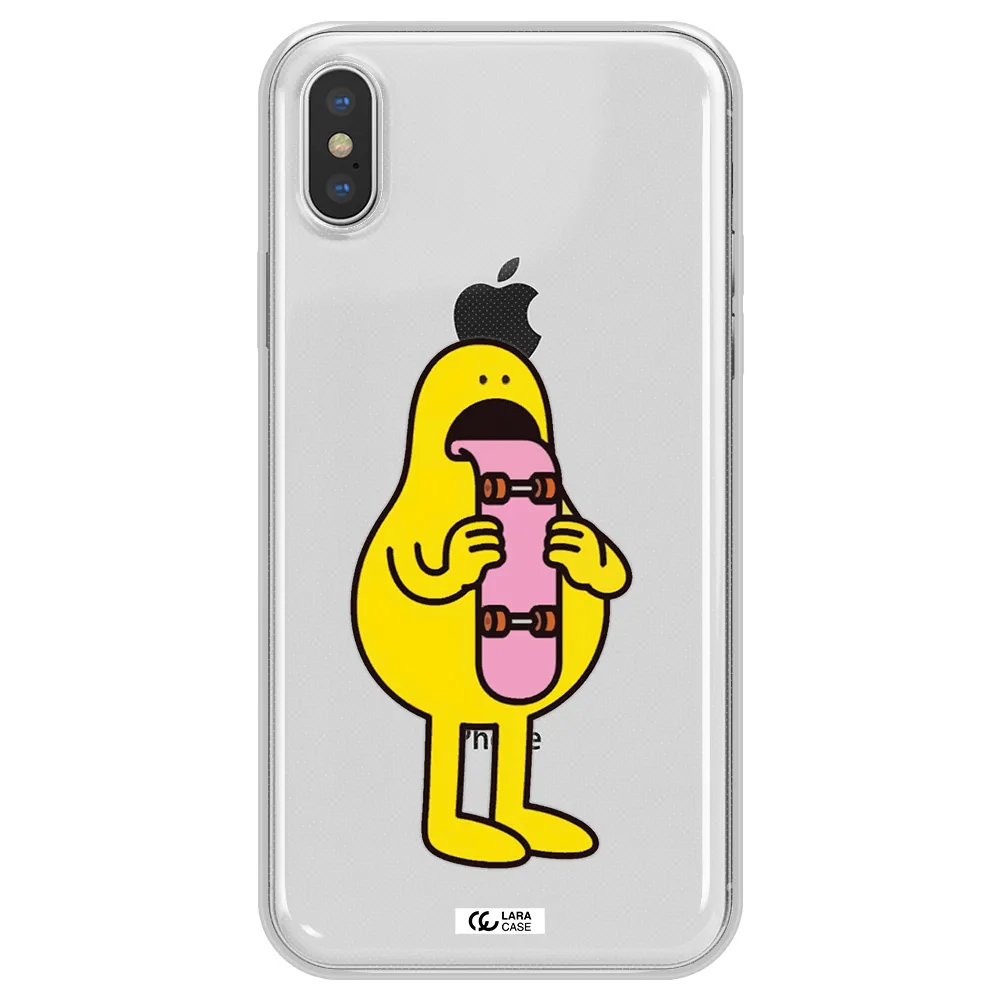 a cartoon character holding a skateboard Apple iPhone X Clear TPU Case