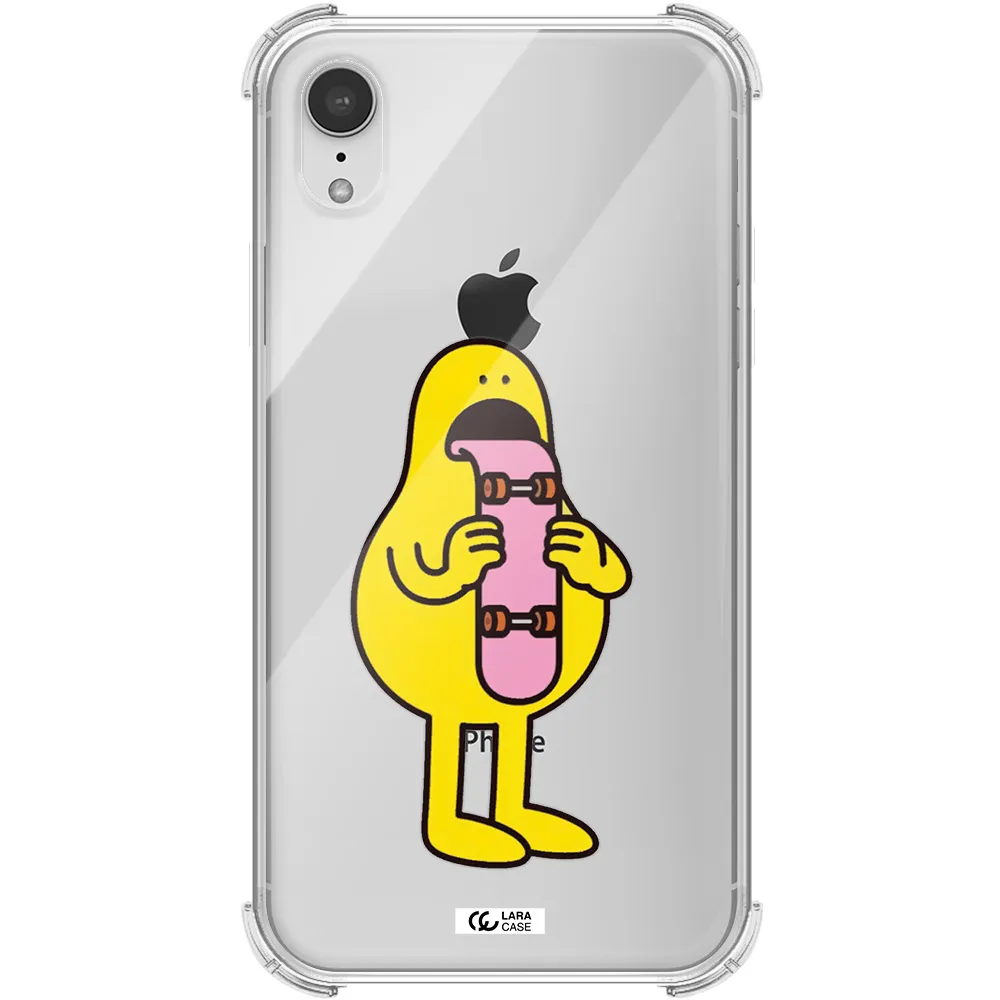 a cartoon character holding a skateboard Apple iPhone XR Clear PC Case