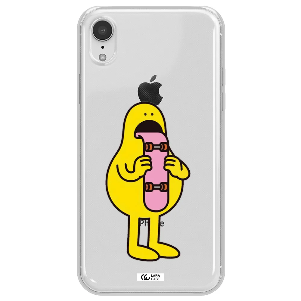 a cartoon character holding a skateboard Apple iPhone XR Clear TPU Case