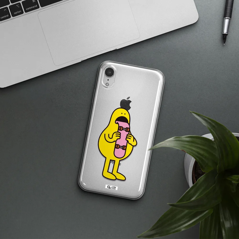 a cartoon character holding a skateboard Apple iPhone XR Clear TPU Case