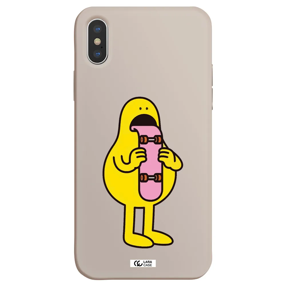a cartoon character holding a skateboard Apple iPhone XS Silicone Stone Case