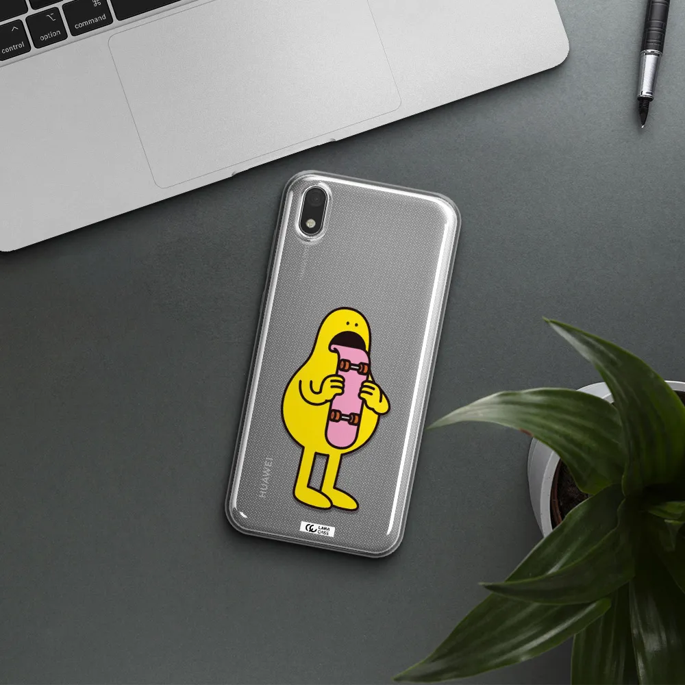 a cartoon character holding a skateboard Huawei Honor 8S Clear TPU Case