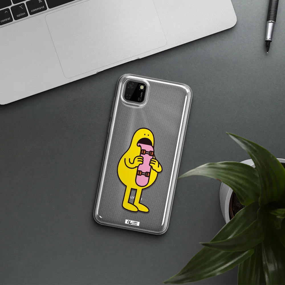 a cartoon character holding a skateboard Huawei Honor 9S Clear TPU Case