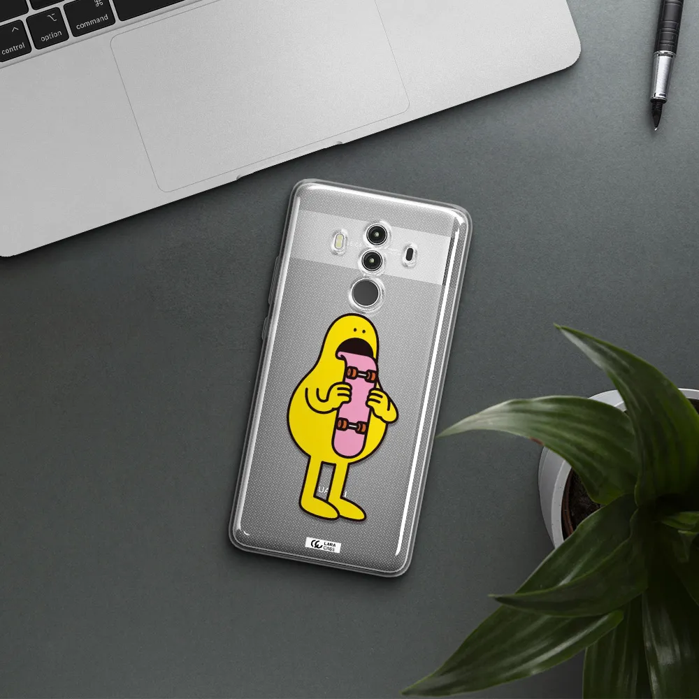 a cartoon character holding a skateboard Huawei Mate 10 Clear TPU Case