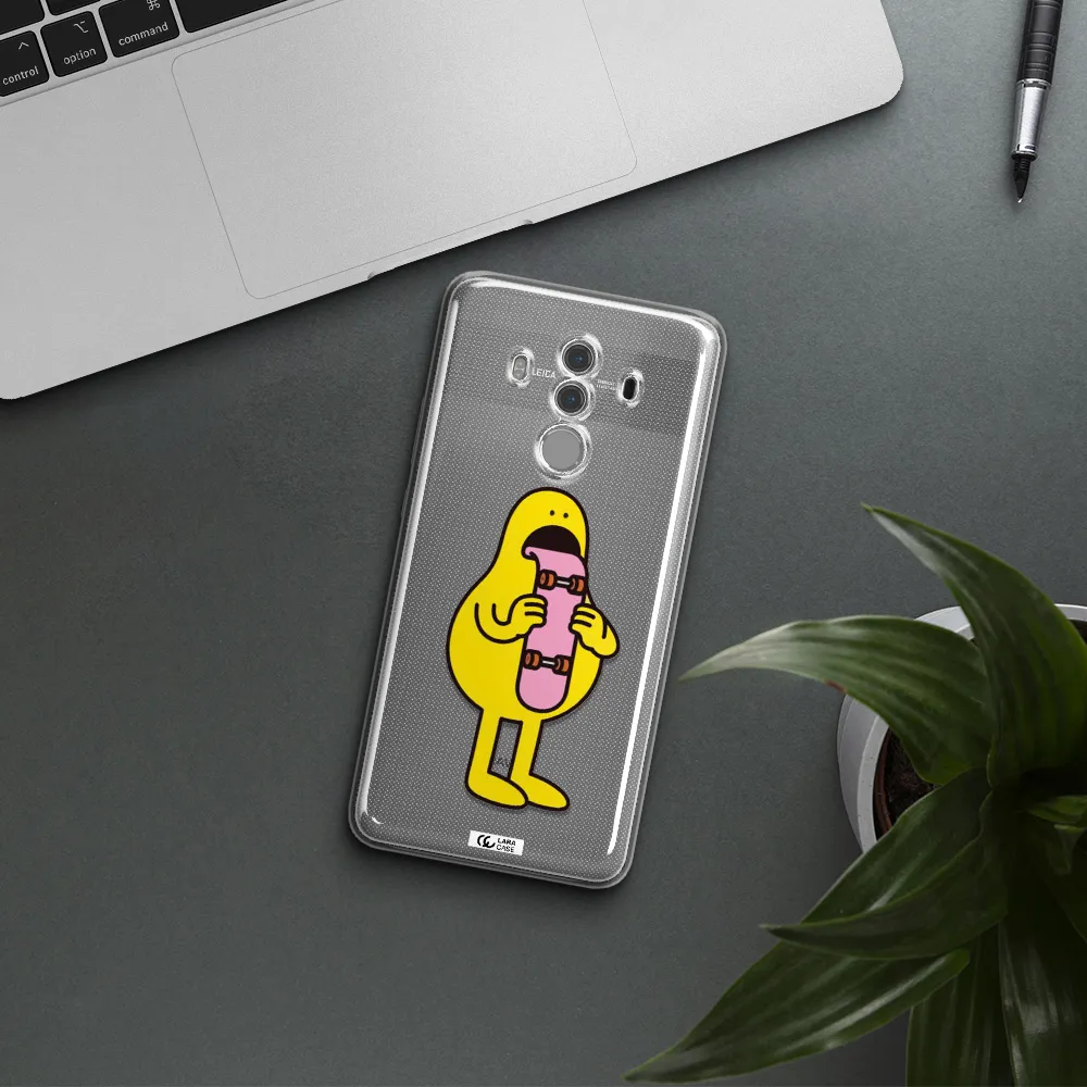 a cartoon character holding a skateboard Huawei Mate 10 Pro Clear TPU Case
