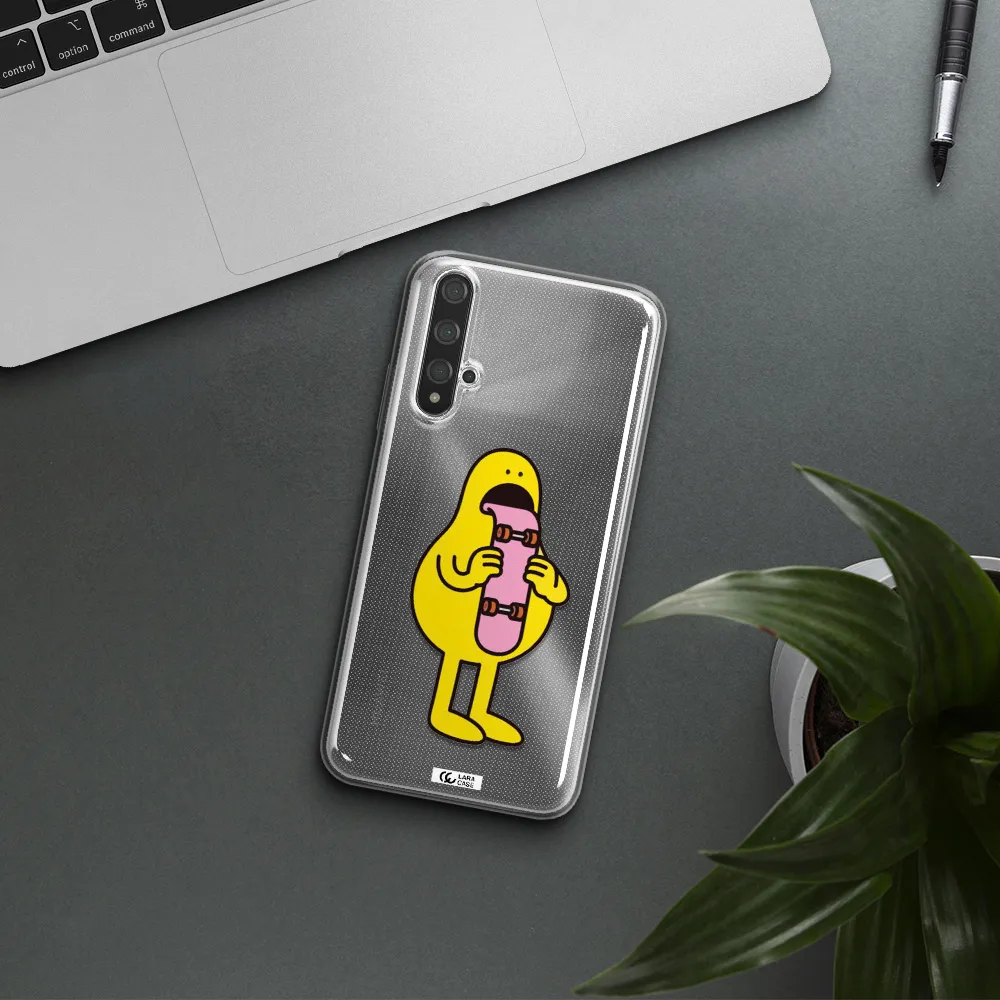 a cartoon character holding a skateboard Huawei Nova 5t Clear TPU Case
