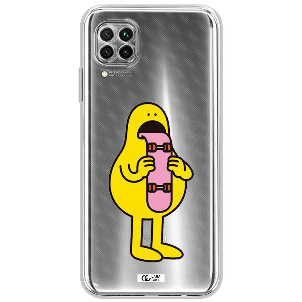 A Cartoon Character Holding A Skateboard Huawei Nova 7I Clear Tpu Case