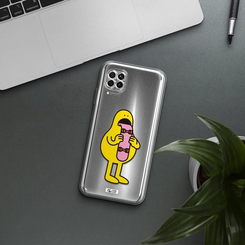 A Cartoon Character Holding A Skateboard Huawei Nova 7I Clear Tpu Case